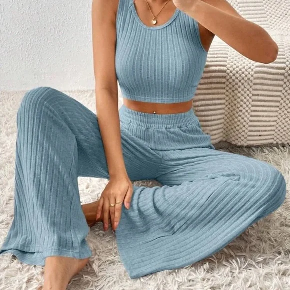 2pc Cozy Pants Set - Blue - Picture 4 of 7